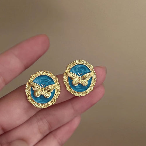 Gilded Butterfly Medallion Studs