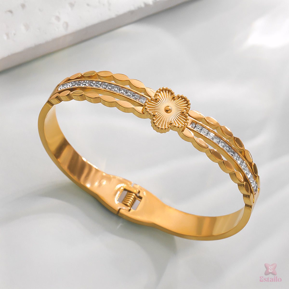 Golden Flower Cuff Bracelet