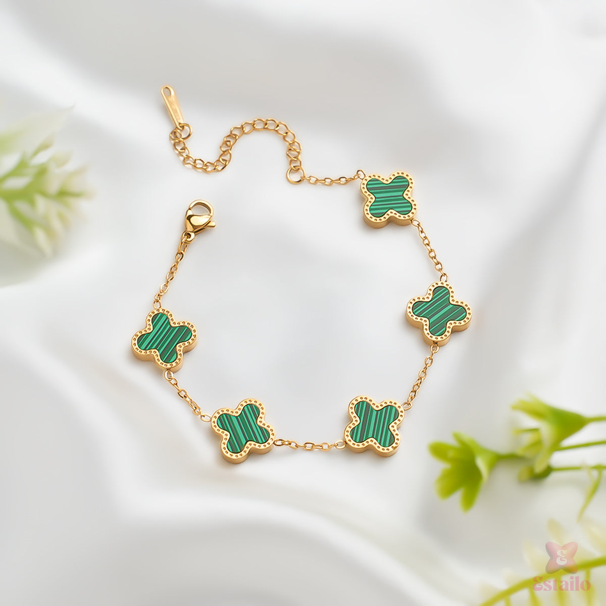 Ethereal Green Clover Bracelet