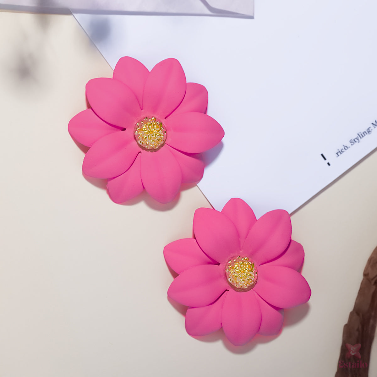 Pink Daisy Stud Earrings