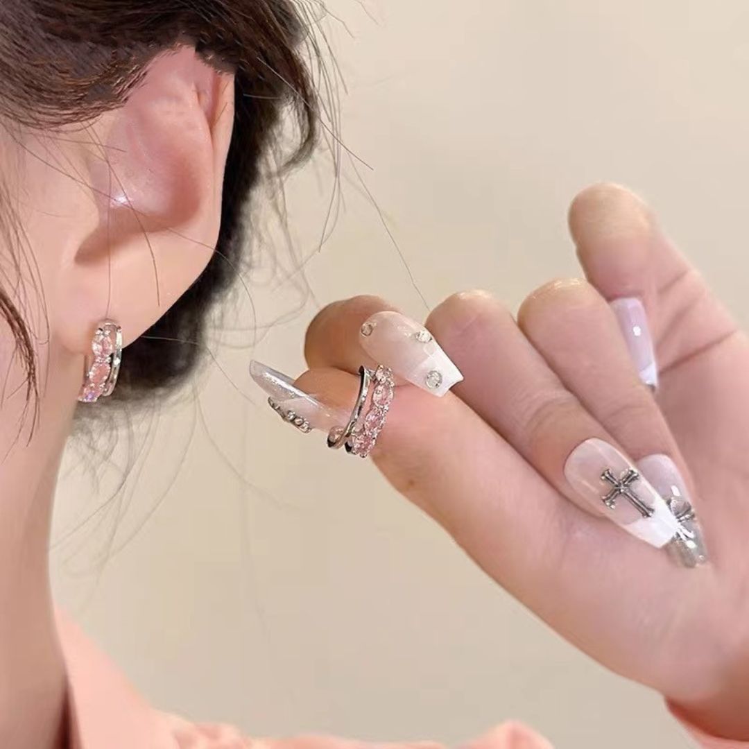 Blush Sparkle Hoops Earrings
