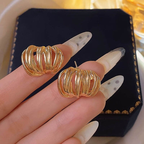 Golden Ripple Studs Earring