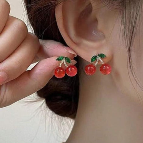 Ruby Cherry Studs Earrings
