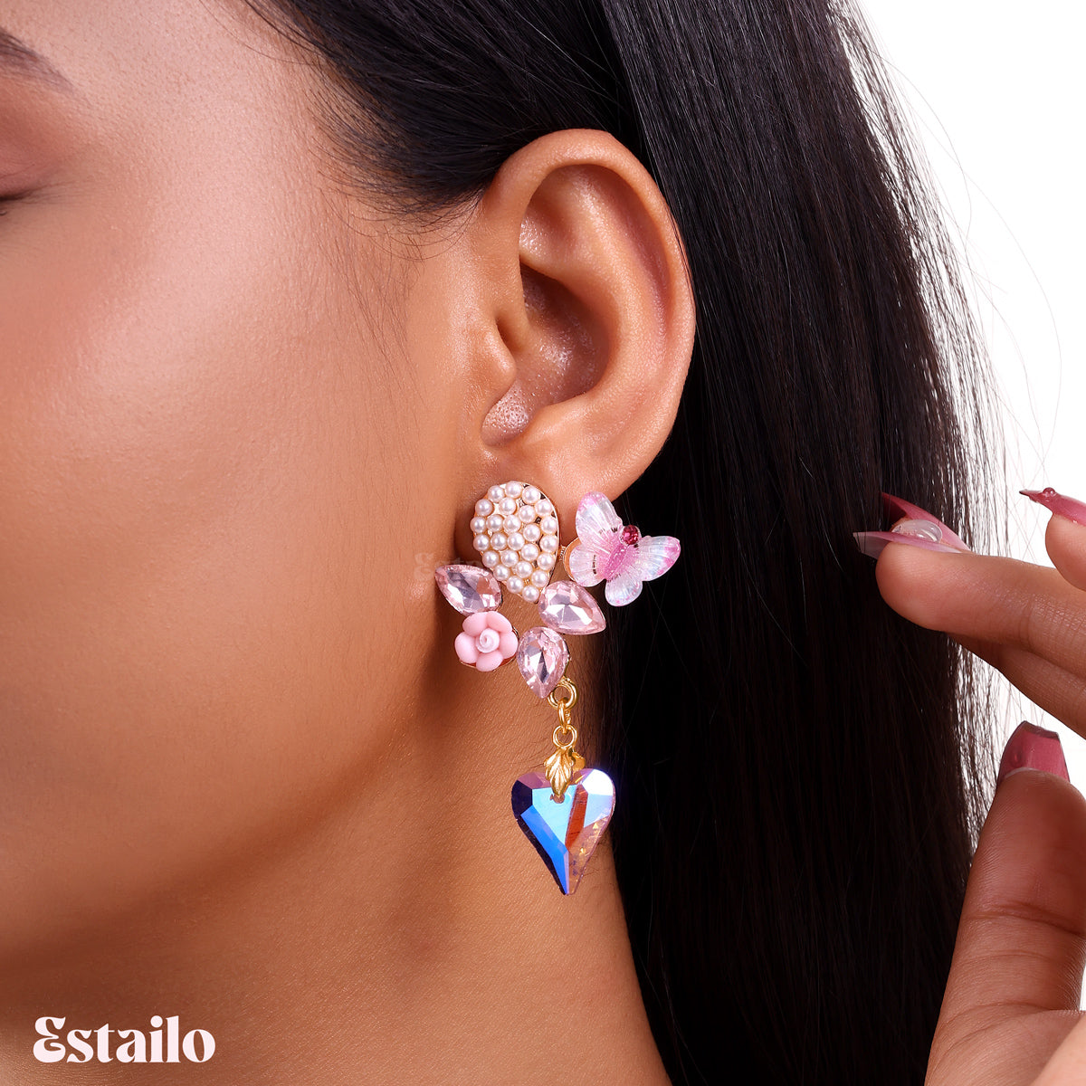 Heart Butterfly Drops Earring