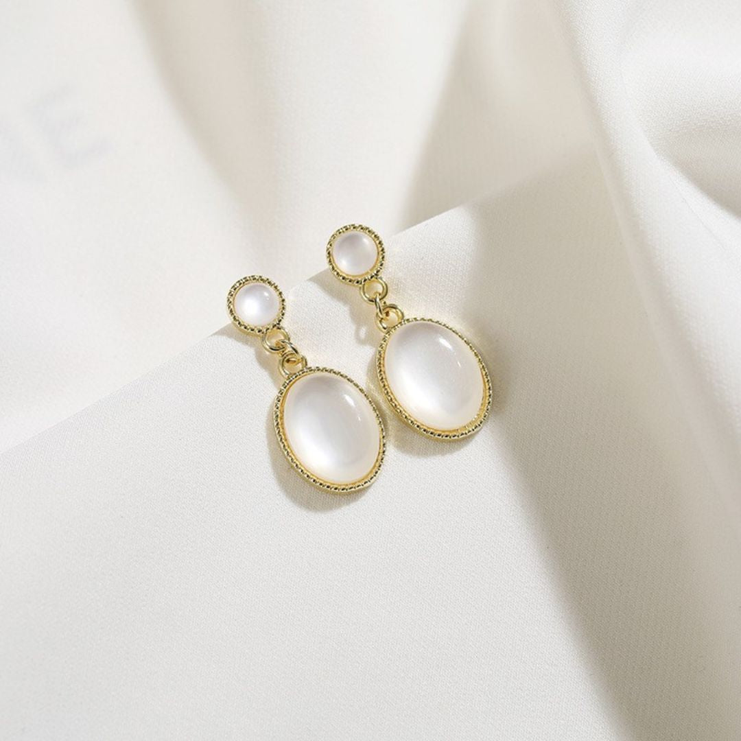 Moonlit Oval Drops Earrings
