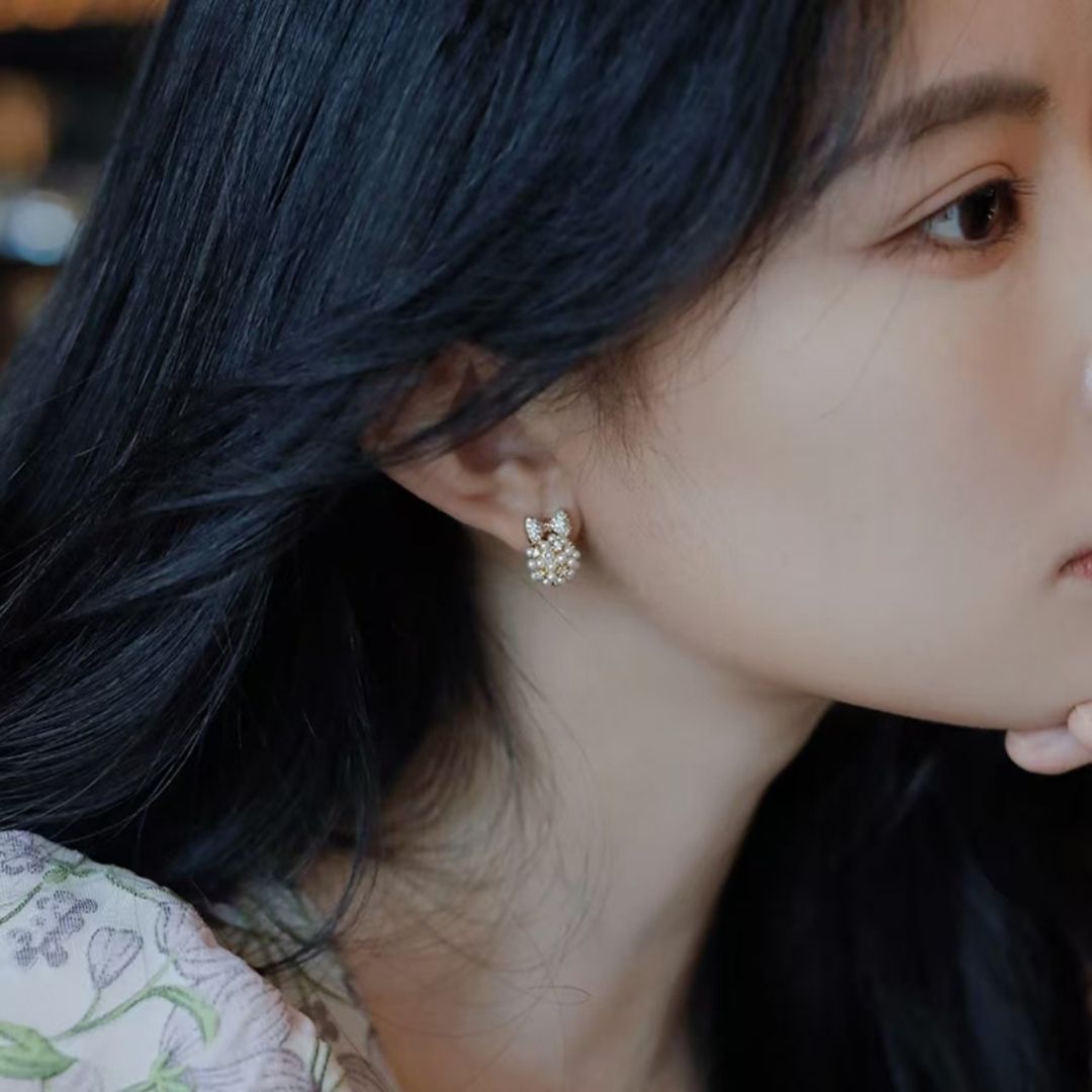 Petite Bow-Knot Pearls Earrings