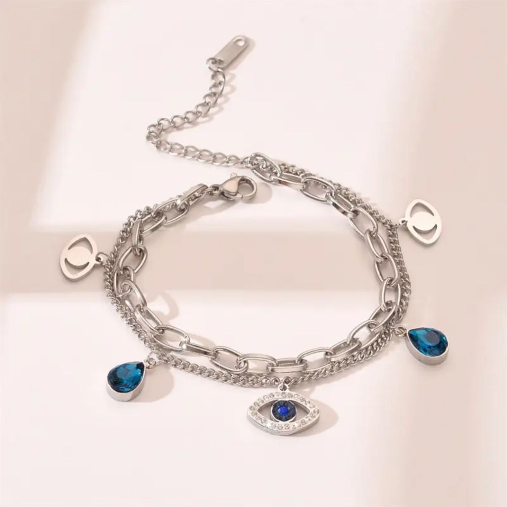 Evil Eye Gem Charms Bracelet