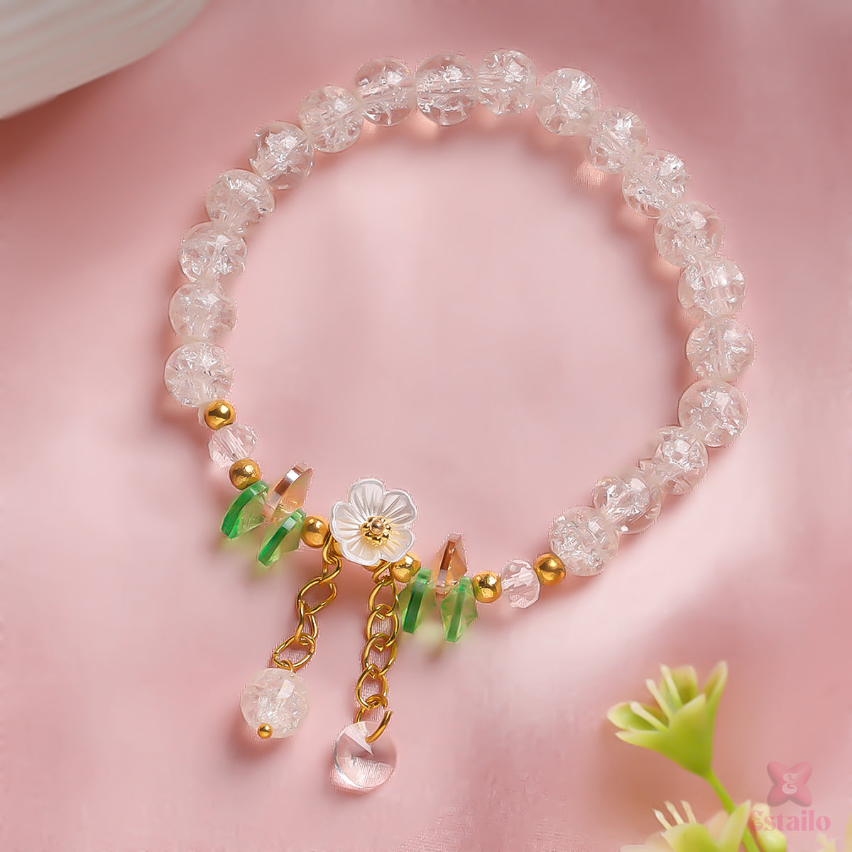 Crystal Beaded Daisy Bracelet