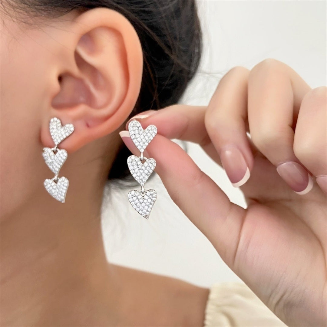 Sparkling Heart Drops Earrings