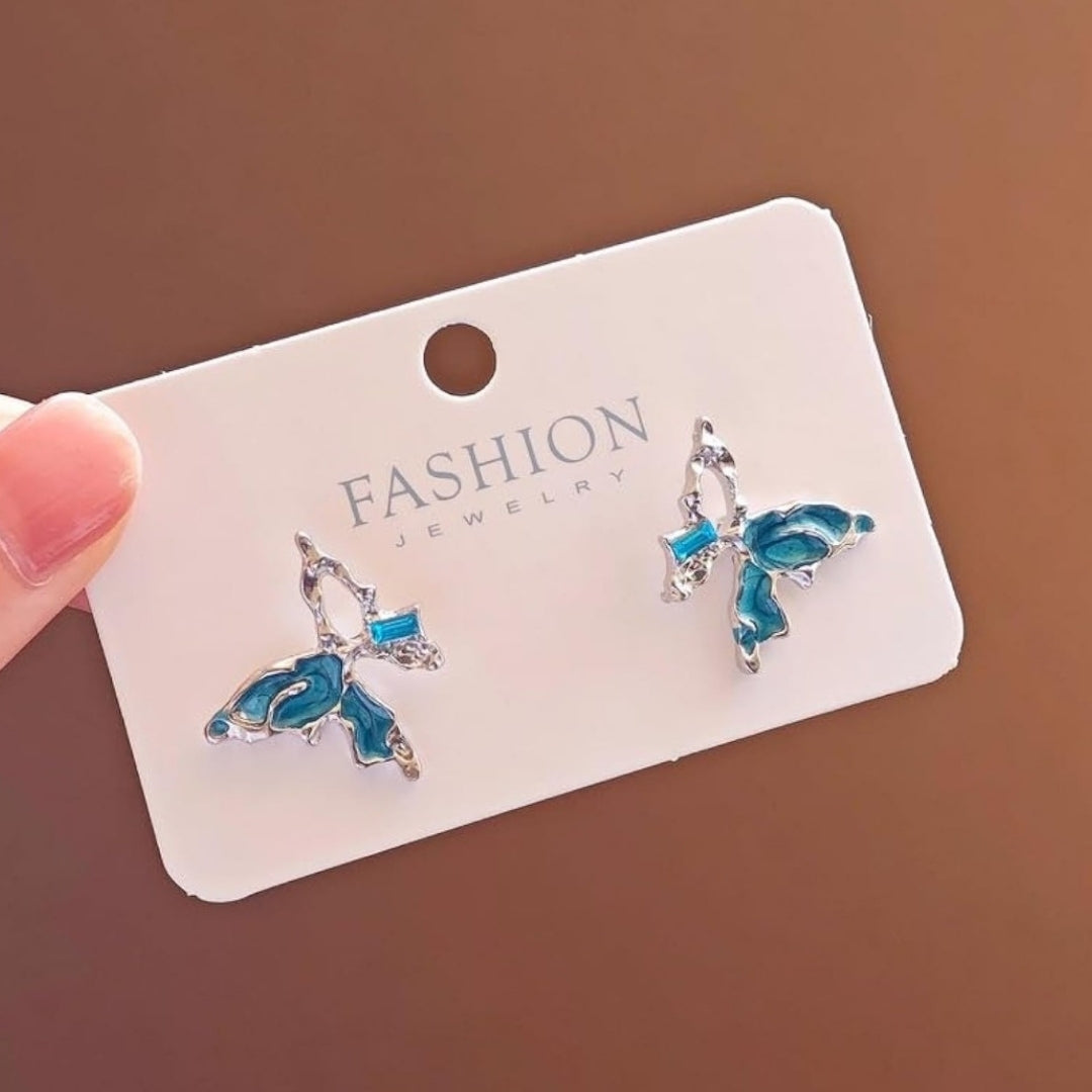 Teal Serenity Butterflies Earrings