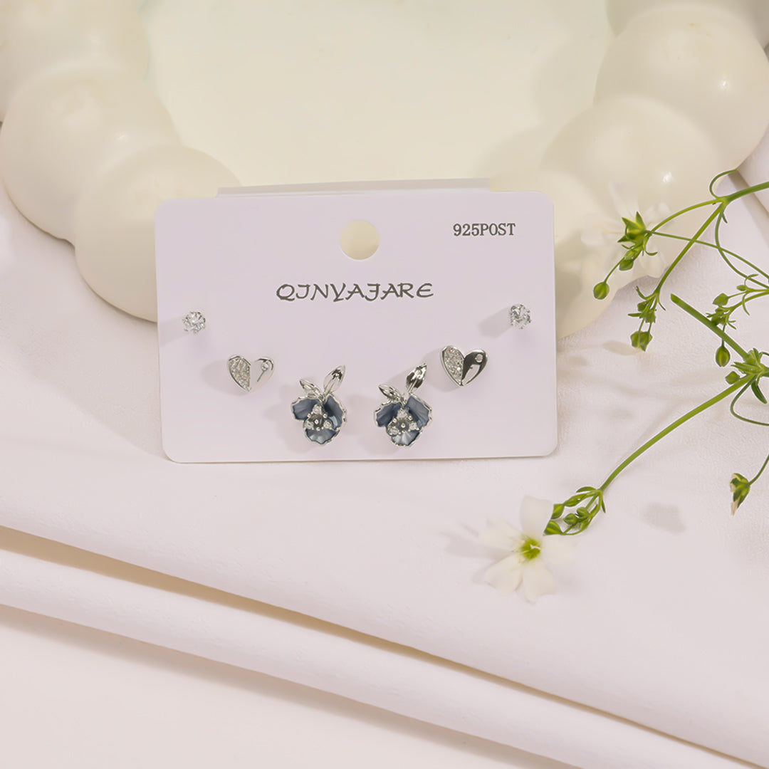 Minimal Bling Stud Combo Earrings