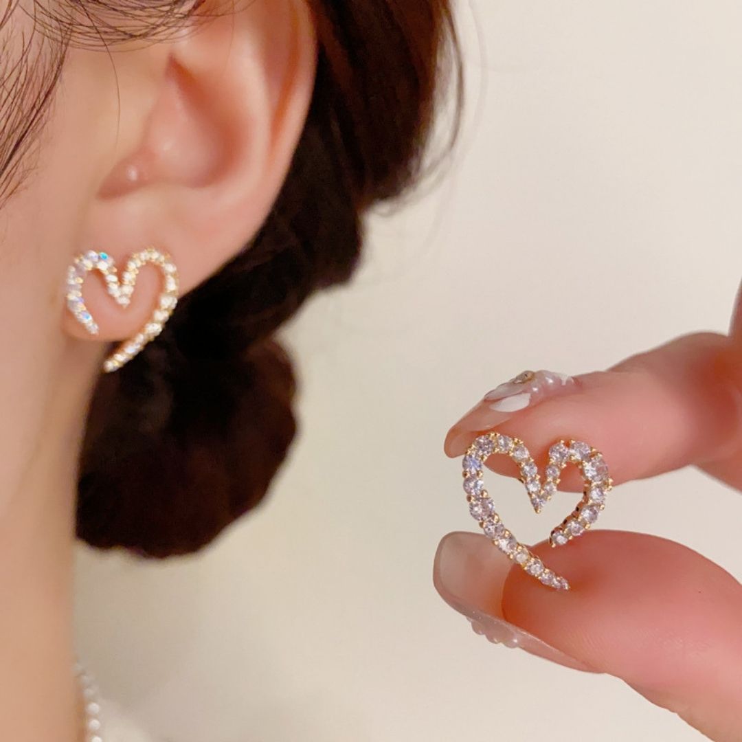 Gilded Heart Spirals Stud Earrings