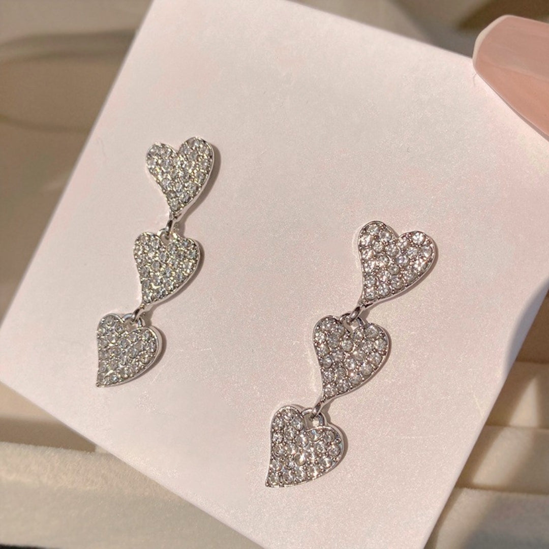 Sparkling Heart Drops Earrings