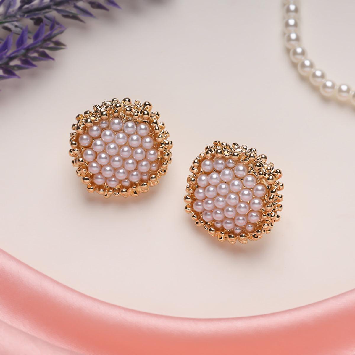 Gold Pearl Poppie Studs Earrings