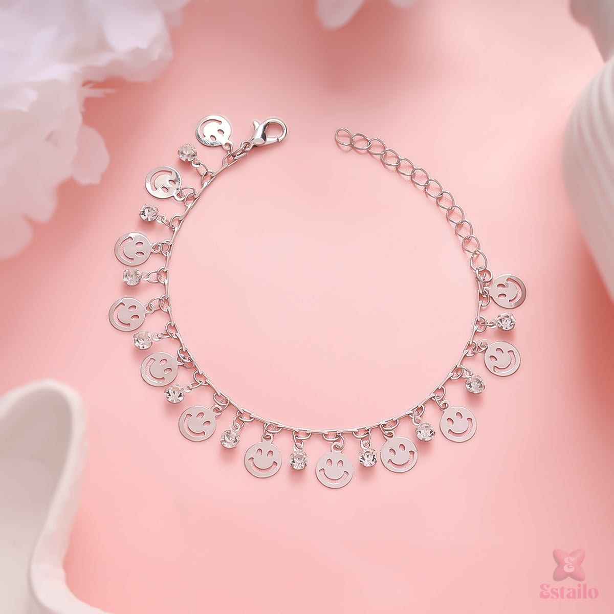 Silver Smiley Stone Bracelet