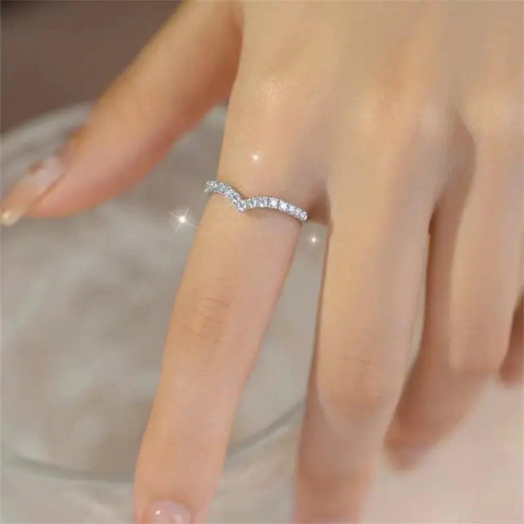 V-Shaped Sparkle Ring
