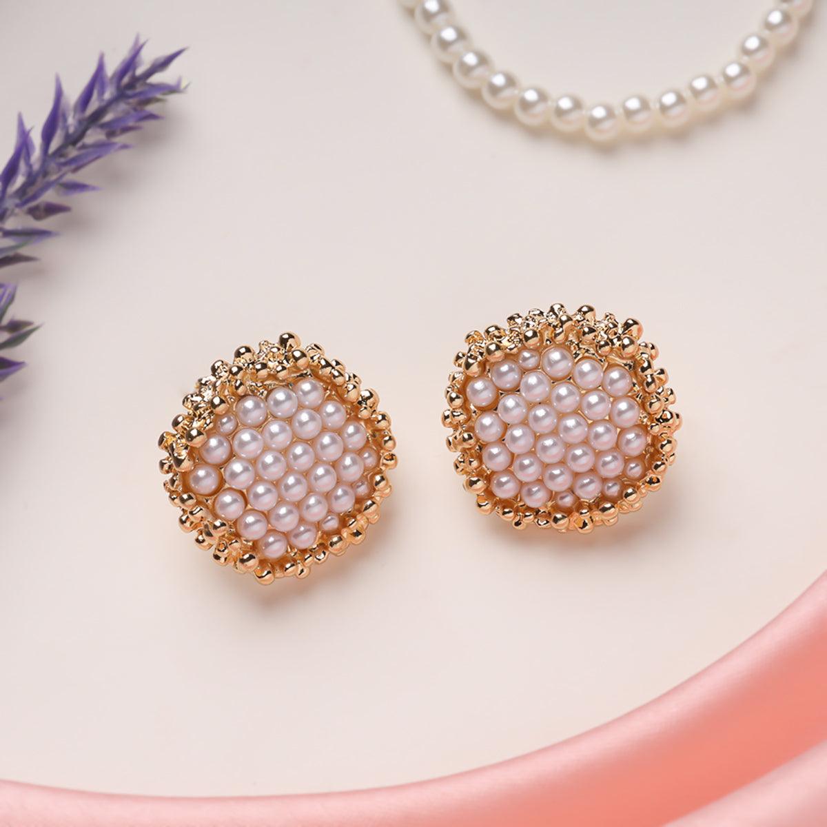 Gold Pearl Poppie Studs Earrings