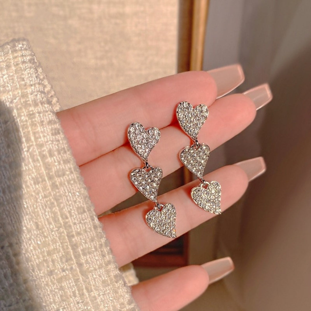 Sparkling Heart Drops Earrings