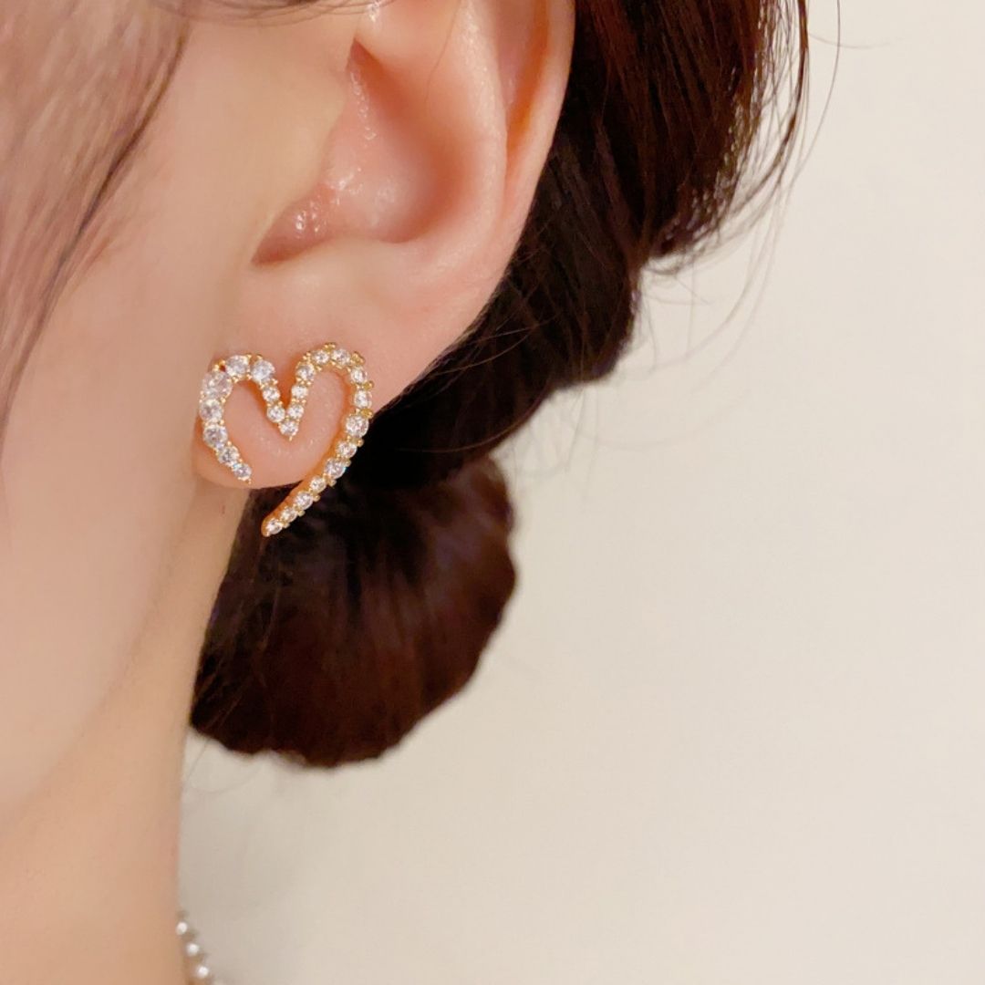 Gilded Heart Spirals Stud Earrings