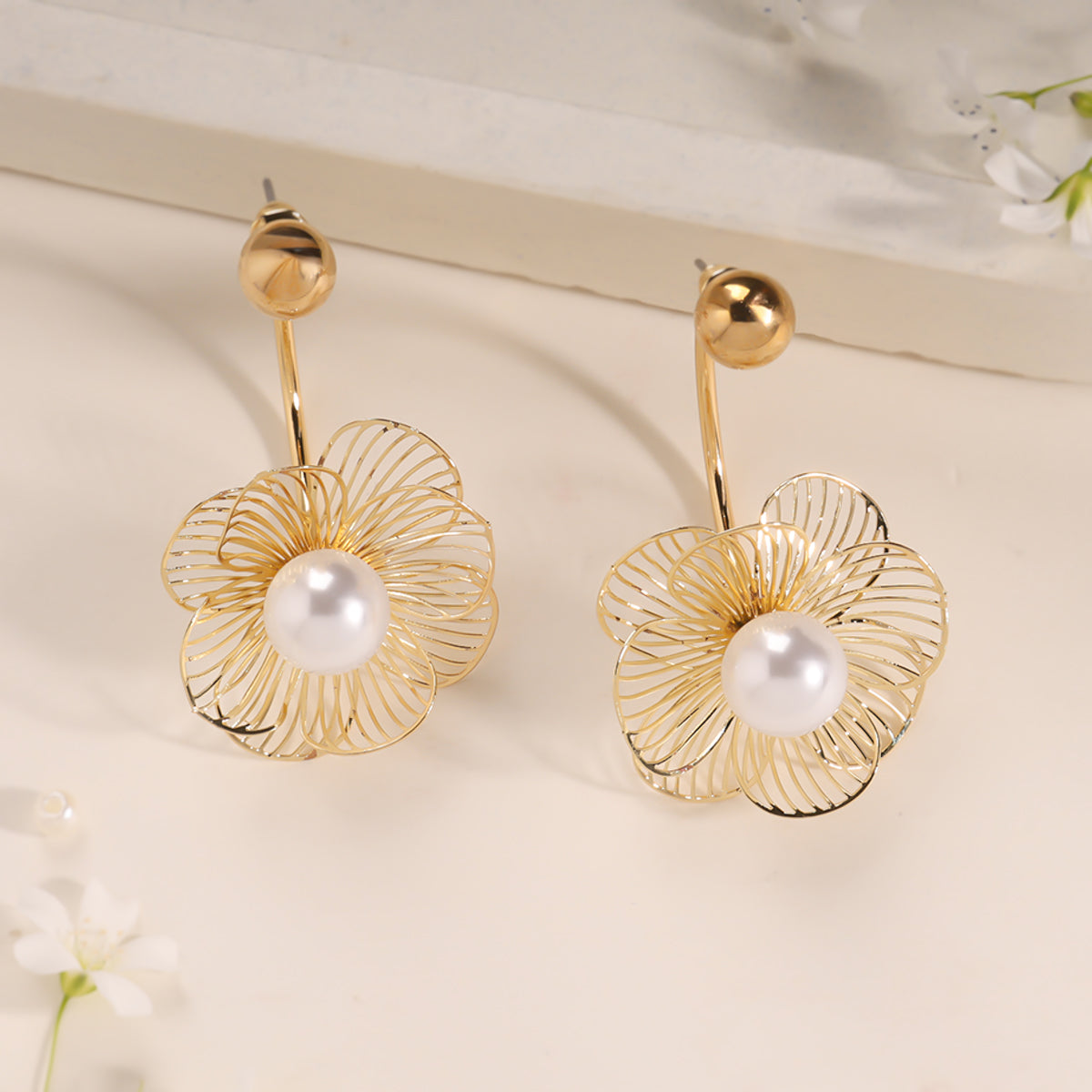 Blooming Pearl Charm Statement Earrings