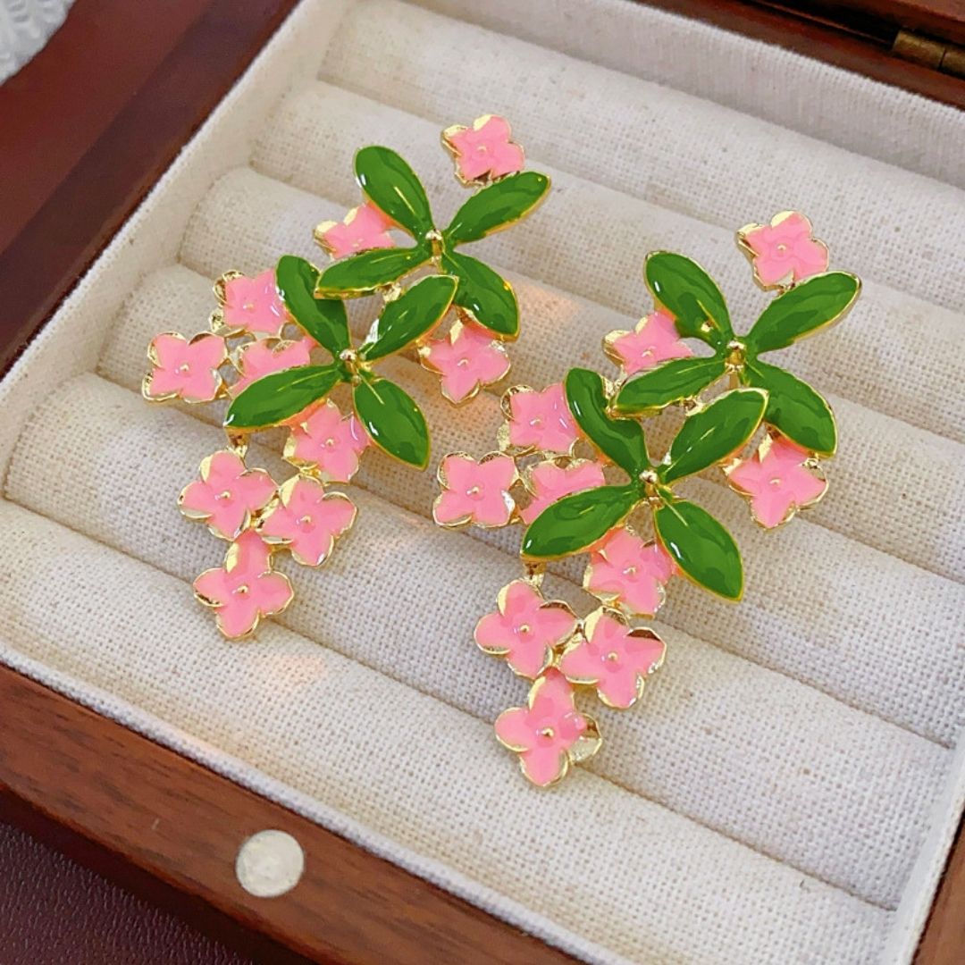 Rose Blush Foliage Drops Earrings
