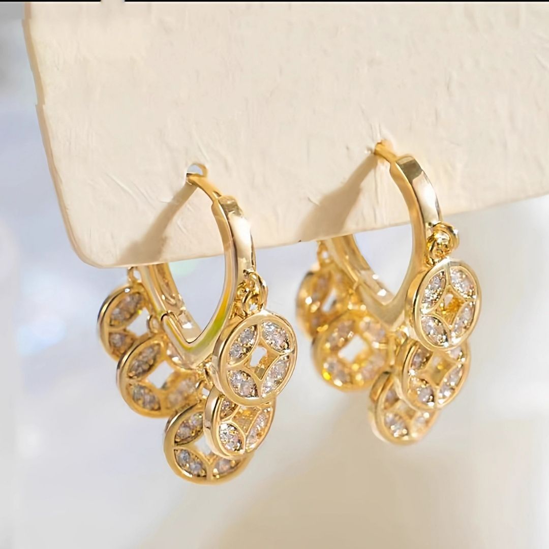 Golden Coin Drops Earrings