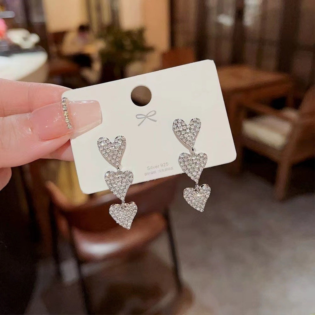Sparkling Heart Drops Earrings