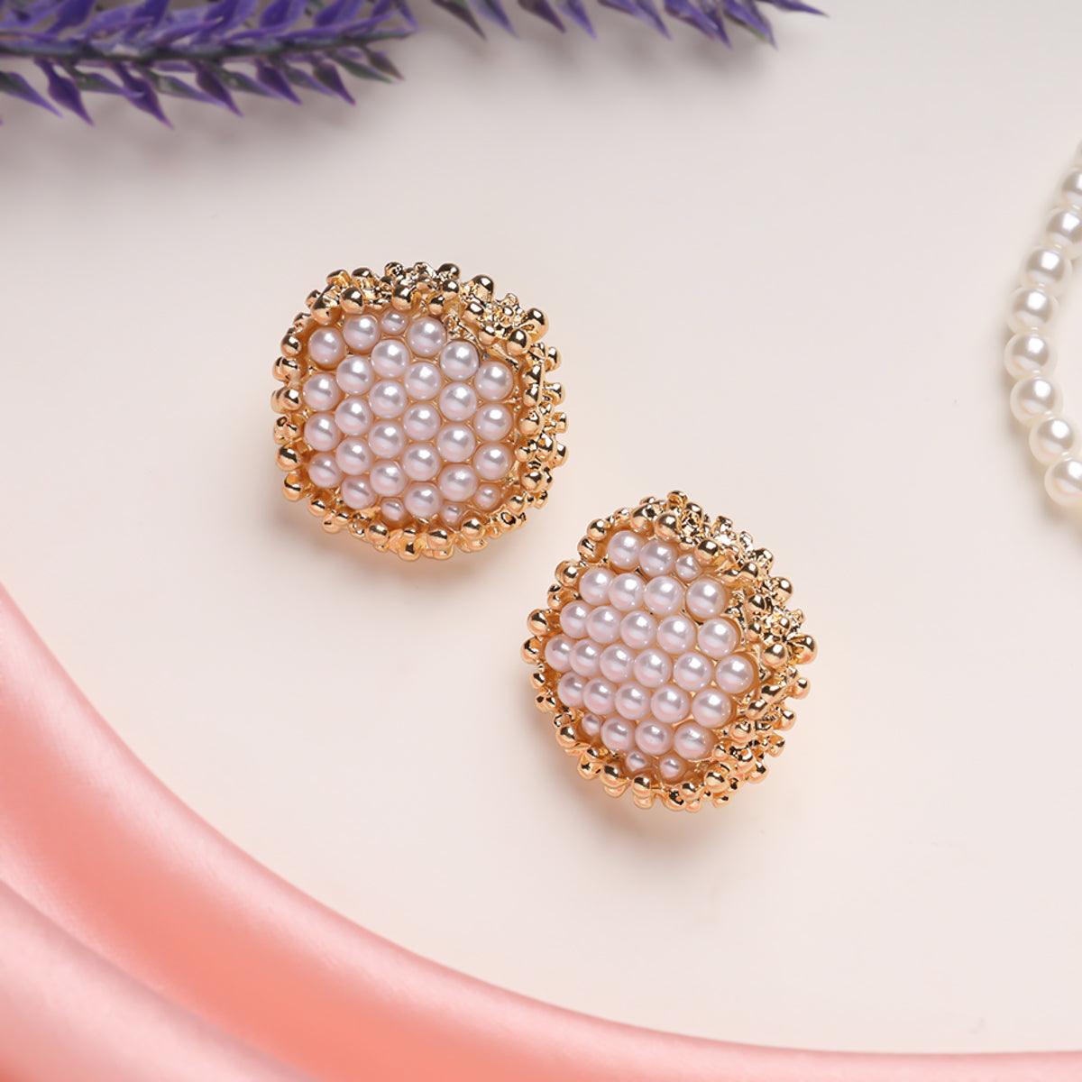 Gold Pearl Poppie Studs Earrings