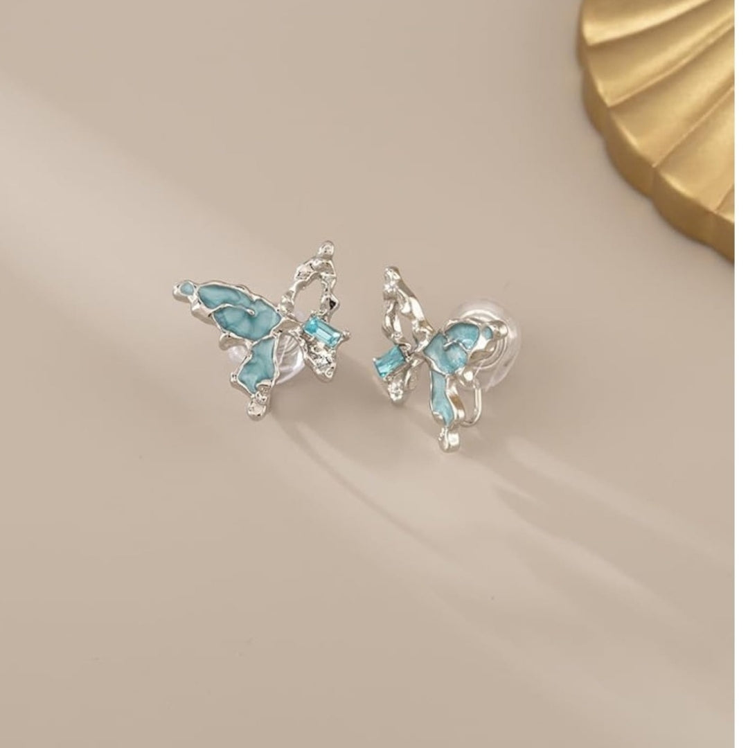 Teal Serenity Butterflies Earrings