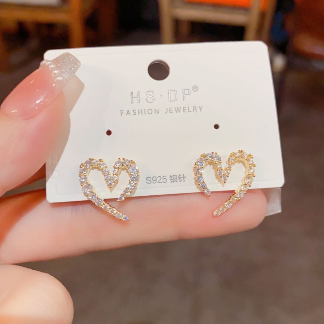 Gilded Heart Spirals Stud Earrings