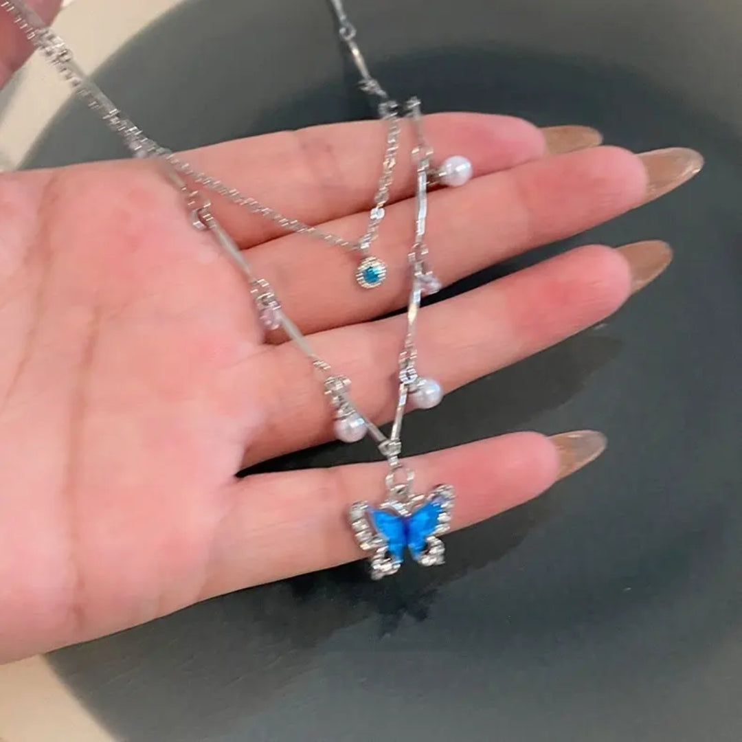 Pearl & Butterfly Chain Necklace