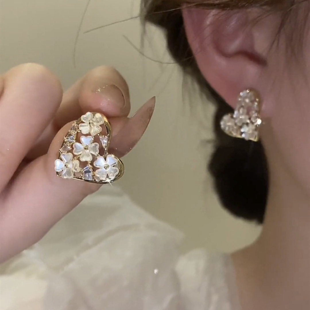 Heart Petal Stud Earrings