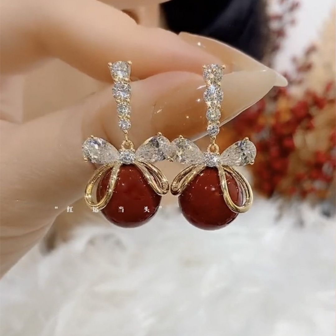 Sparkling Petal Charm Earrings