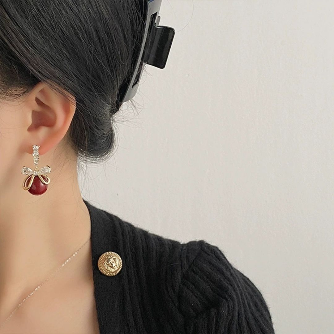 Sparkling Petal Charm Earrings
