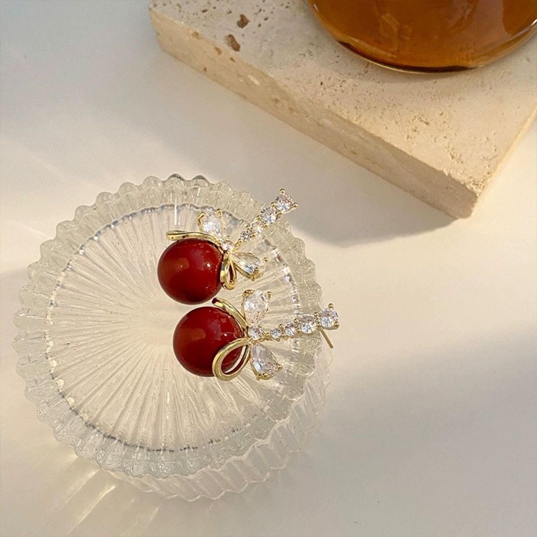 Sparkling Petal Charm Earrings