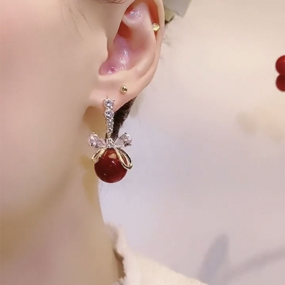 Sparkling Petal Charm Earrings