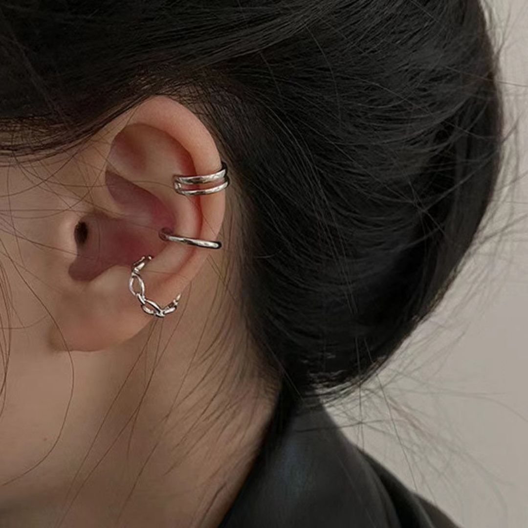 Bold Curve EarCuff Trio Earrings (Single Ear)