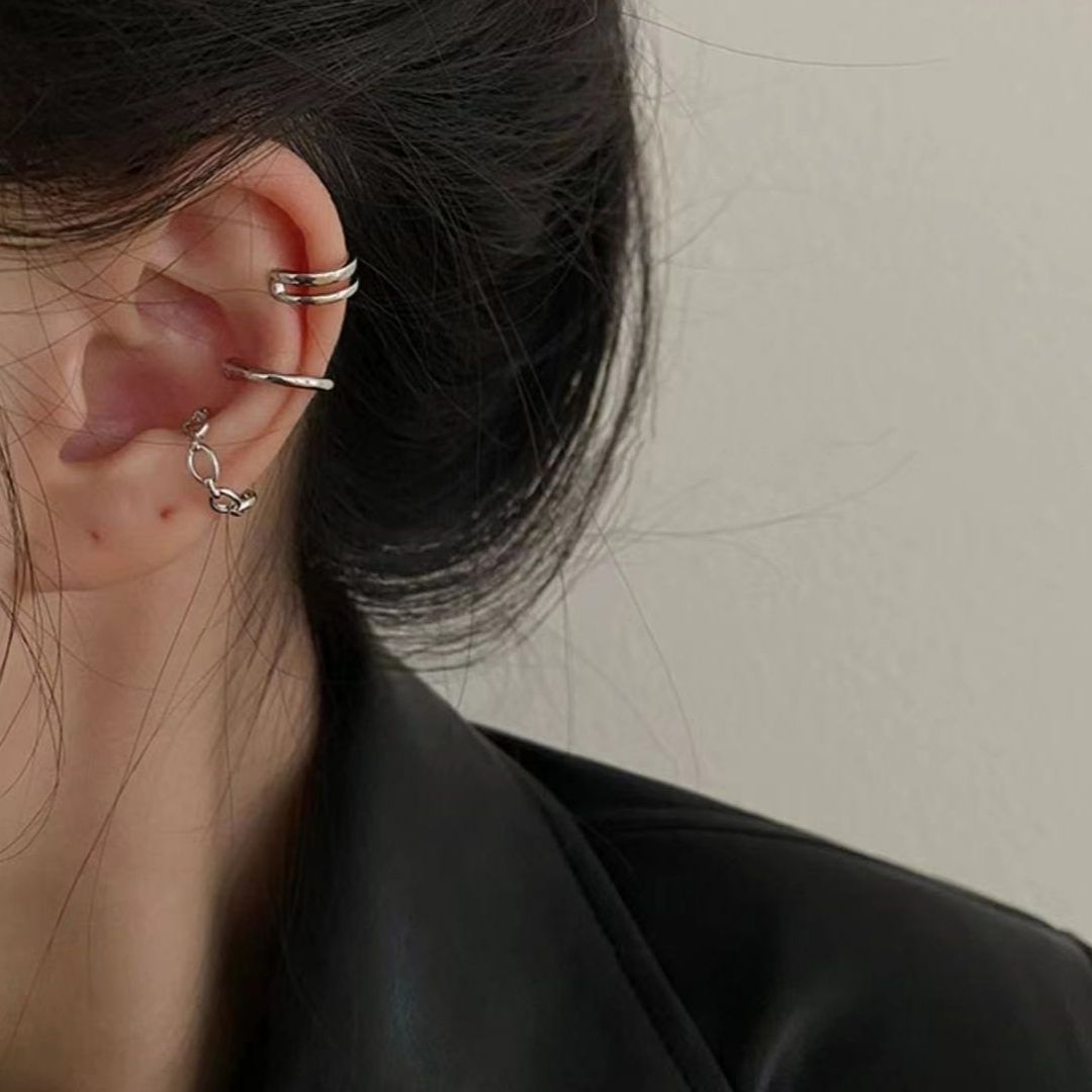 Bold Curve EarCuff Trio Earrings (Single Ear)