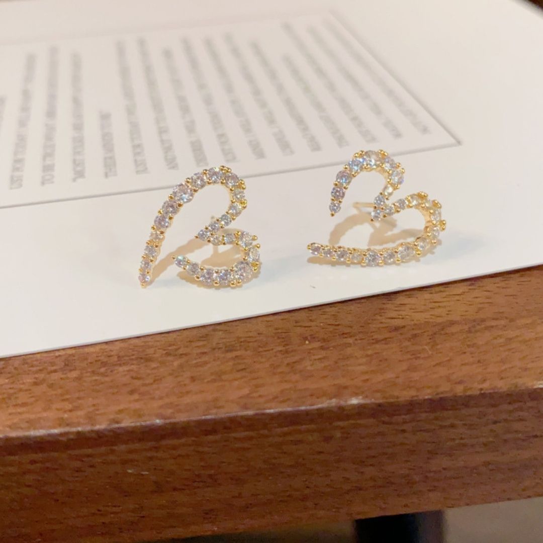 Gilded Heart Spirals Stud Earrings