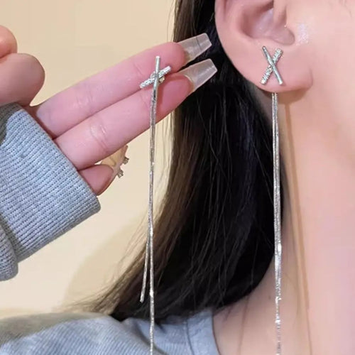 Cross Bling Chain Earrings