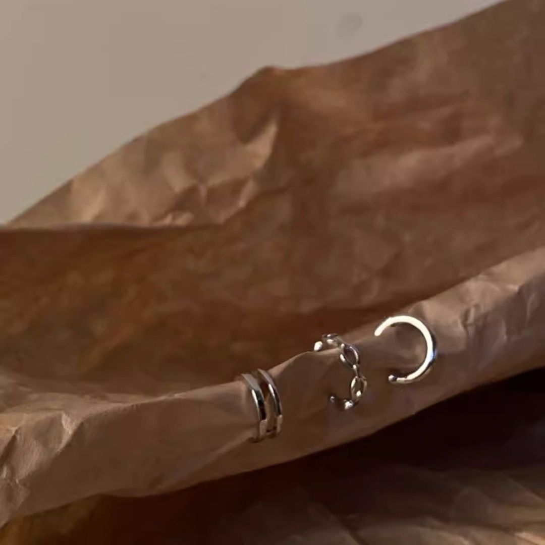 Bold Curve EarCuff Trio Earrings (Single Ear)