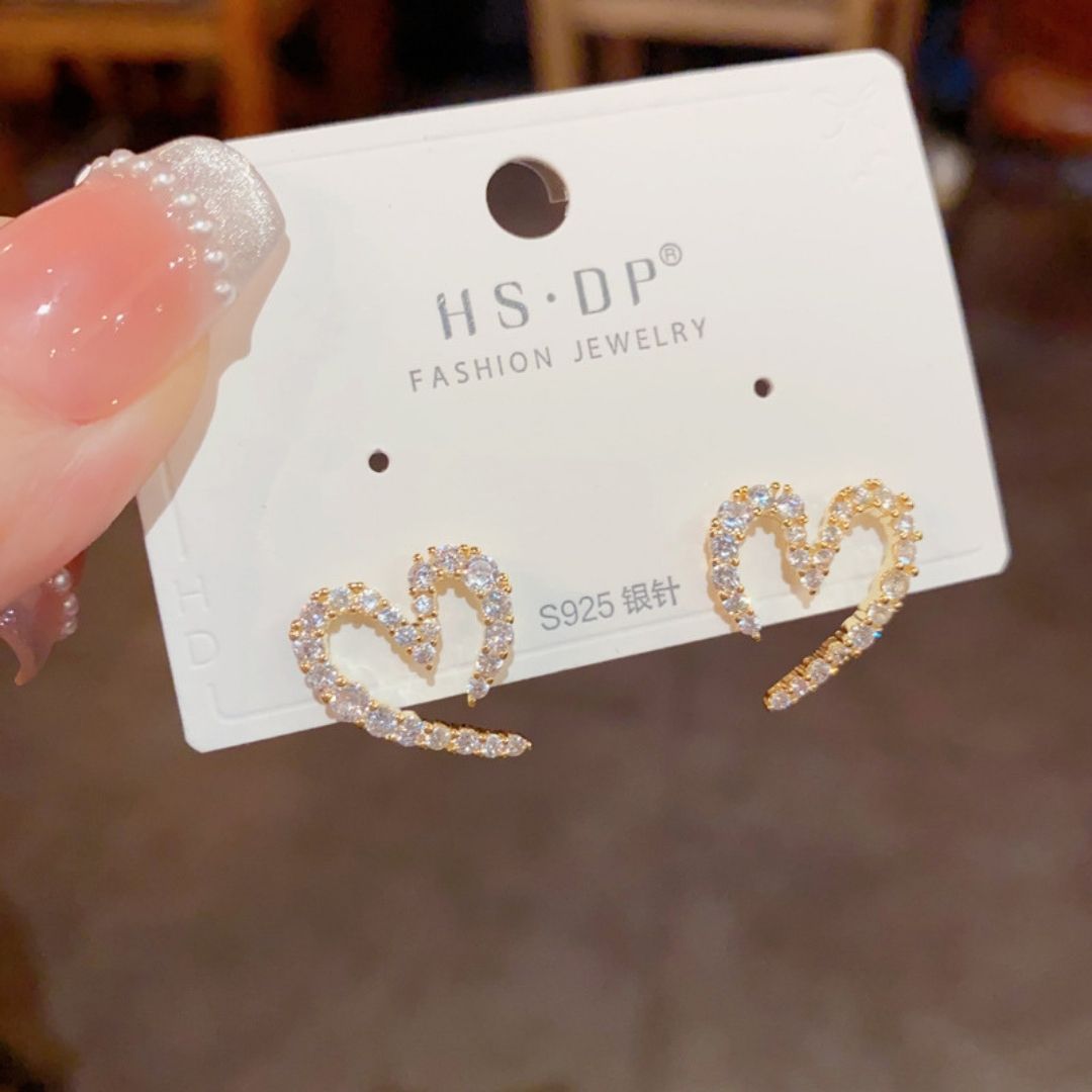 Gilded Heart Spirals Stud Earrings