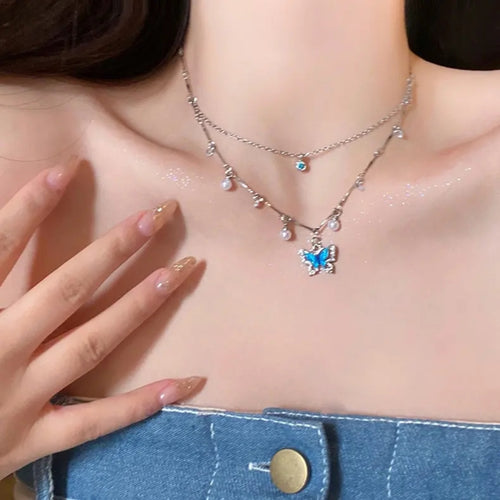 Pearl & Butterfly Chain Necklace
