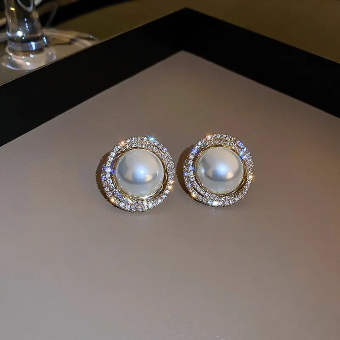 Halo Pearl Studs Earrings
