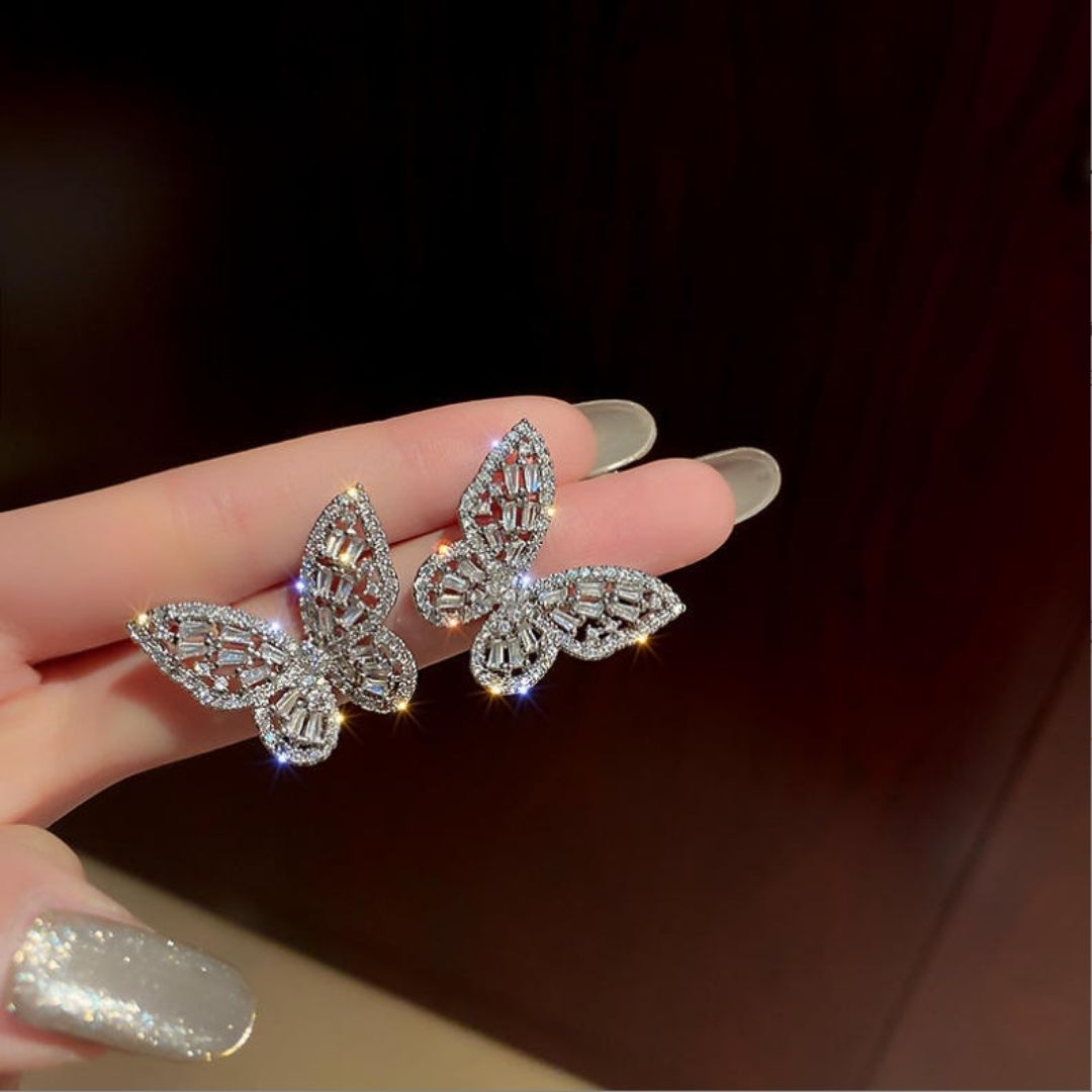 Moonlit Crystal Wings Earrings