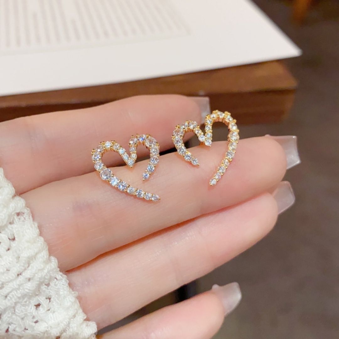 Gilded Heart Spirals Stud Earrings