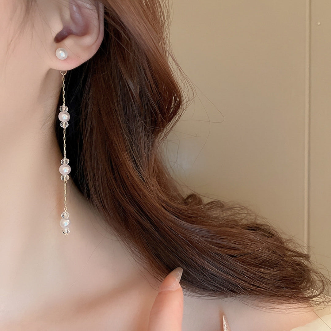 Delicate Pearl & Crystal Danglers Earrings