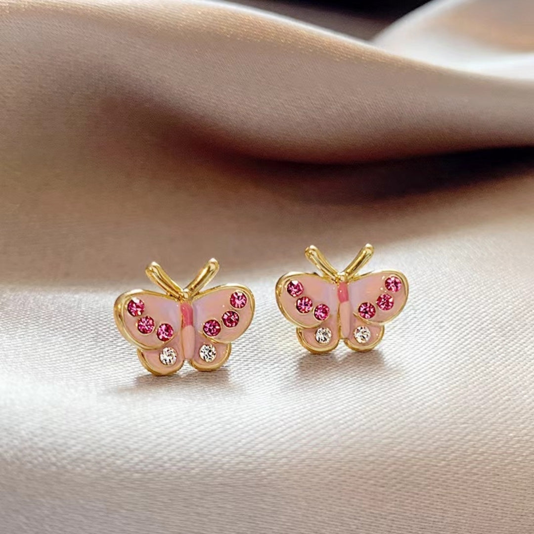 Pink Flutter Studs Earrings