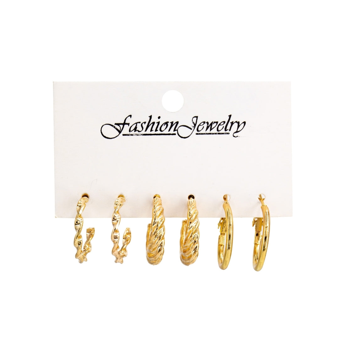 Golden Twists Hoop Combo Earring