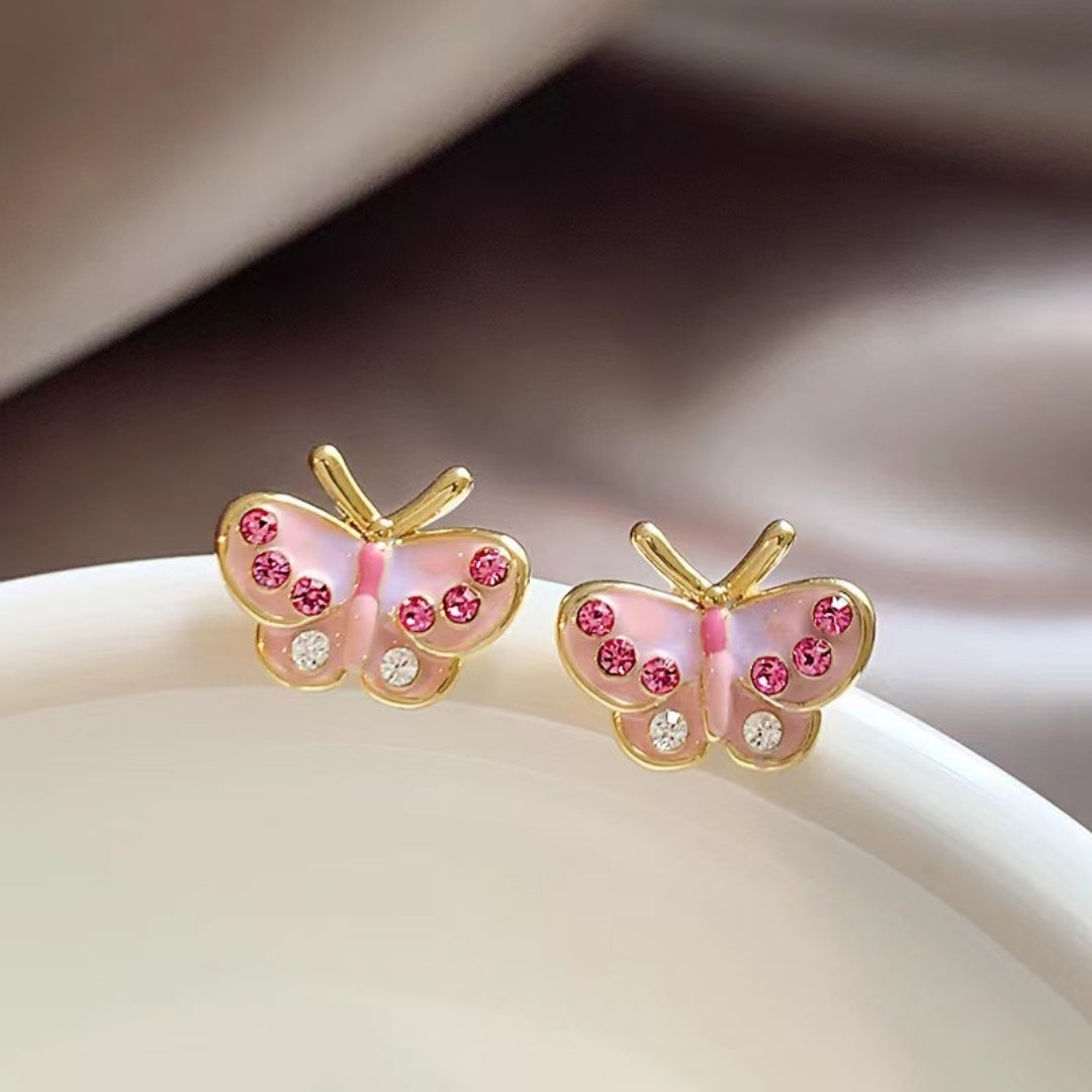 Pink Flutter Studs Earrings